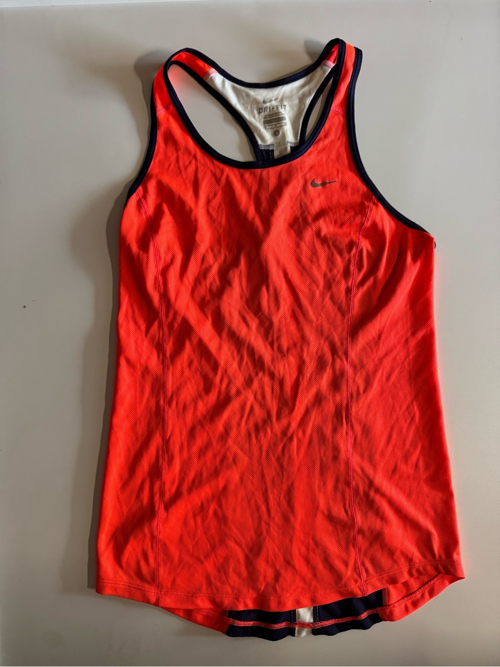 Retro NIKE Racerback Tank with Navy Trim